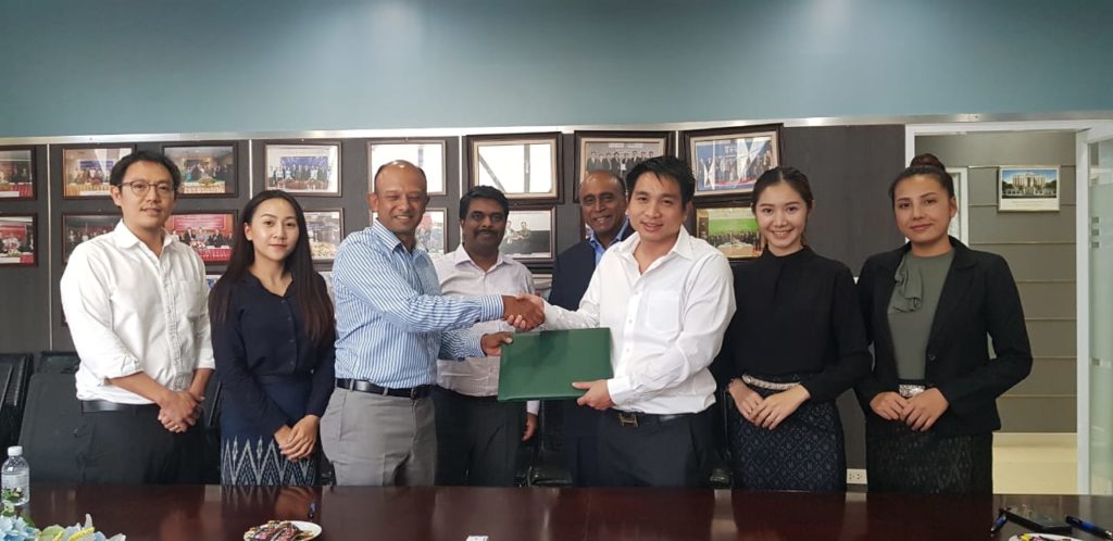 The signing ceremony of the cooperation agreement between Asia Investment, Development and Construction Sole Co., Ltd. and CSS Champa Lao Co., Ltd. for Coffee Plantation in Pakxong District, Champasak Province on October 17, 2019.